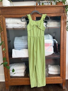 Tahari Girls' Light Green Jumpsuit with Bow Detail